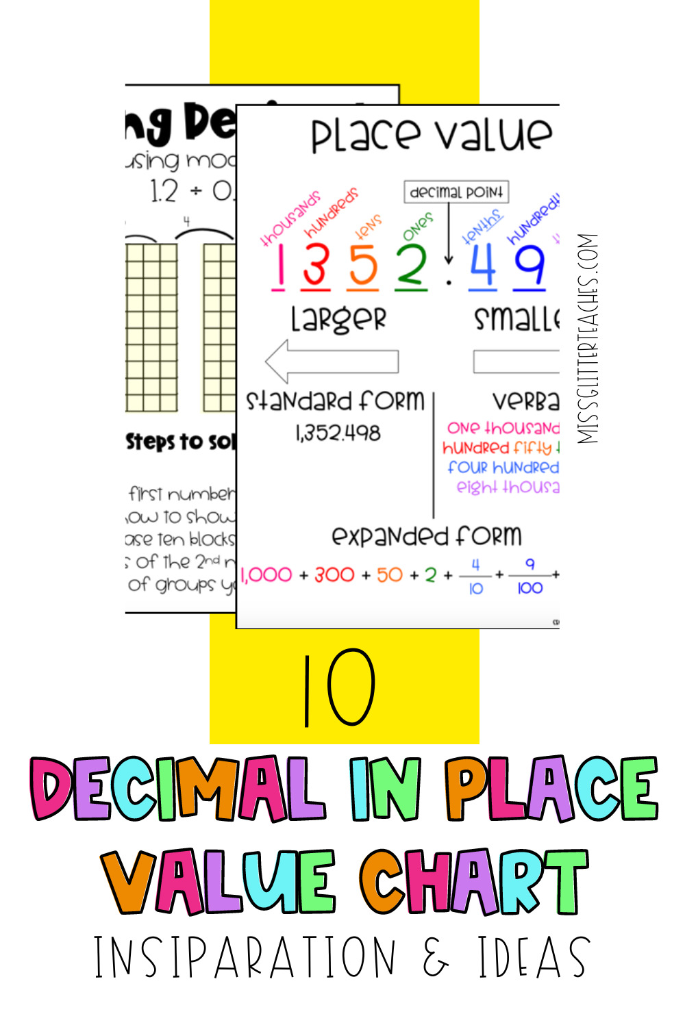 Decimal In Place Value Chart - Miss Glitter Teaches